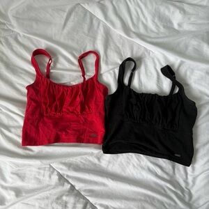 hollister bundle red and black cropped ruffle going out tank top extra small